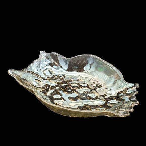 Vtg Iridescent Bronze Opalescent Owl Shaped Glass Dish Trinket Serving Bowl 8" M - Picture 2 of 7